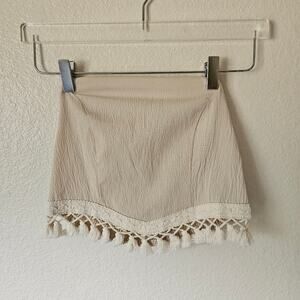 Sason Tasseled Casual Crop Top Large Tan